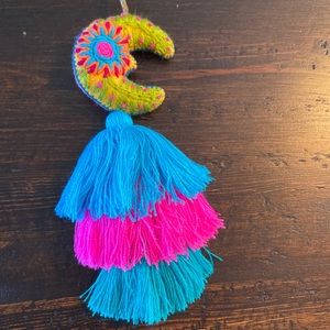 Purse tag charm backpack tag pom pom